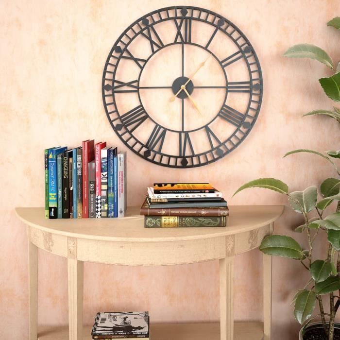 LV.LIFE Horloge murale vintage avec mouvement a quartz Metal 60 cm XXL MOO Cdiscount Maison