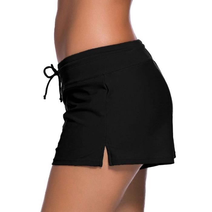 Bas de Maillot Femme Short de Bain Pour Plage Shorty de Sport Taille Basse Couleur Unie