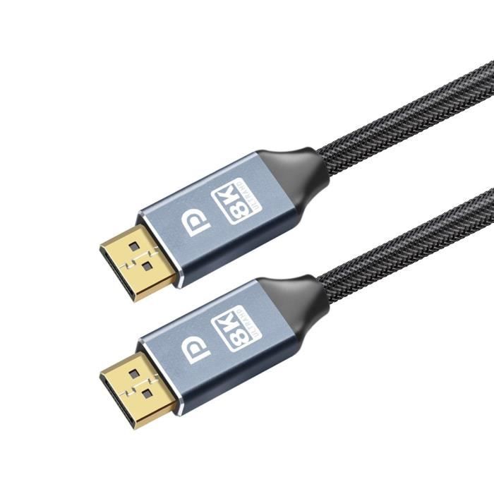 2M Câble DisplayPort 1.4 /8K 60Hz/ 4K 144Hz 165Hz HDR Coton Tressé pour  Moniteur de Jeu,Carte Graphique,PC,Laptop,TV - Cdiscount Informatique