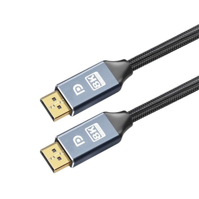 Nersligek Câble DisplayPort 2.1 Câble 2M-DP Supporte 16K@60Hz, 10K@60Hz