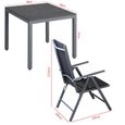 Salon de Jardin Aluminium Anthracite Bern 1 Table 4 chaises Pliantes Plateau de Table en Bois Composite Dossier réglable 7-2