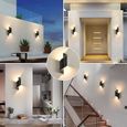 DAMILY® LED Applique Murale intérieur-Extérieur - 2*5W 3000K- blanc chaud Lampe - Éclairage Etanche IP65 - 28x10x8CM - Noir-2
