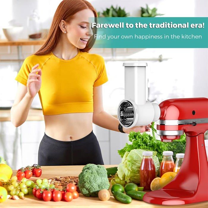 Accessoire Trancheur-râpe Pour Batteur KitchenAid - 5 Lames Inox, Pour Légumes, Fromage, Fruits