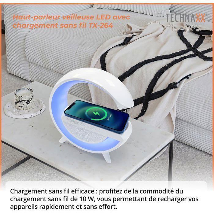 Haut-parleur Veilleuse Multifonction - Lampe Ambiance Couleur Réglable - Radio, Réveil, Bluetooth - Pour Chambre Adolescente - Cadeau Fille