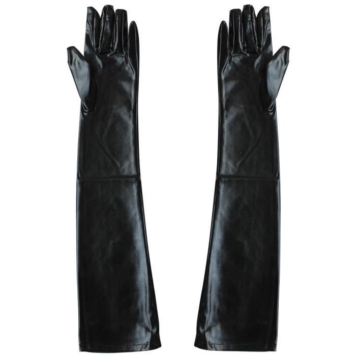 Gants De Spectacle En Cuir De Cerf BONNES MAINS Close Touch Splendex – Noir Femme XS