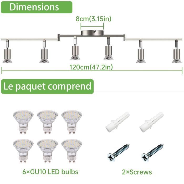 Kimjo Plafonnier LED 2 Spots Orientables - Cdiscount Maison