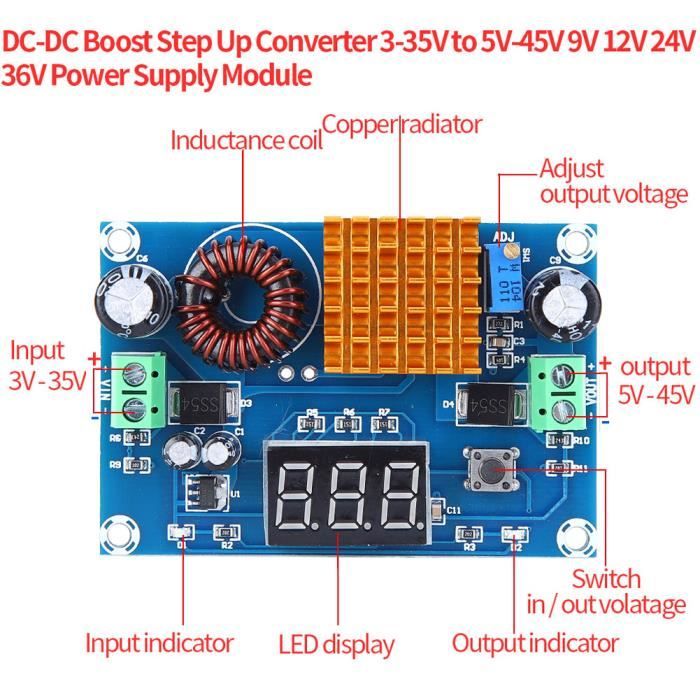 Module Step Up Haute Tension 3.7V à 1800V - Pour Expériences, Décharge Électrique - Entrée 3-4.2V, Courant Max 2A - 6