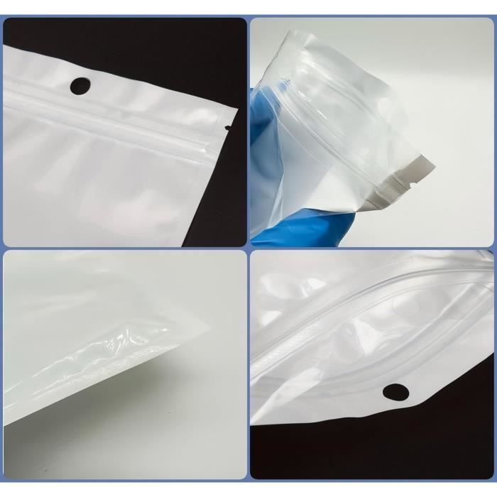 100 Sachets Refermable Zip Transparent, Pochons Zip Alimentaire, Sachet ...