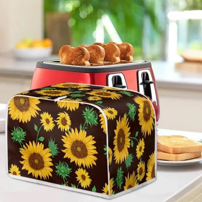 Housse Grille-Pain Tournesol - Protection Anti-Poussière Lavable Pour Grille-Pain 4 Tranches - Motif Déco