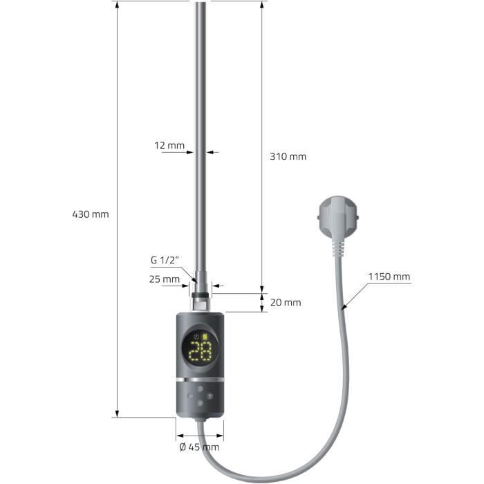 TRESKO Radiateur à bain d'huile WiFi/App-Control & Affichage LED   Chauffage électrique thermostat 9 ailettes de chauffage mobile télécommande  économie d'énergie (Blanc / 2500W) : : Bricolage