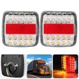 2 pièces 12 V/24 V 20 LED feux arrière doubles couleurs pour camion remorque (couvercle de lampe blanche) auto optique-3