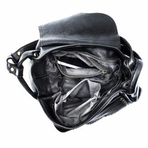 Sac Bandoulière Femme Noir Simili Cuir - Fermeture Magnétique - Sangle Ajustable