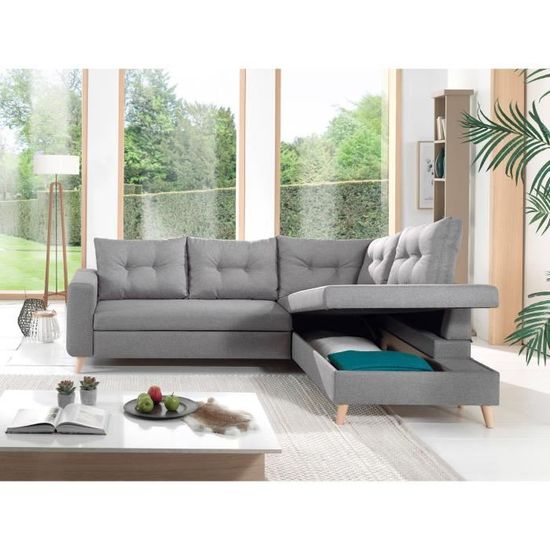 Nordic Canape Scandinave D Angle Droite L Convertible En Tissu