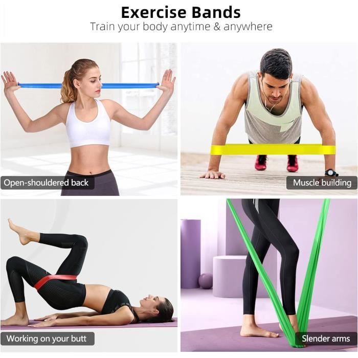 Elastique musculation,Bandes de résistance élastiques, 5 pièces, pour l'entraînement physique, le Yoga, le Pilates - 5pcs Set[C8] - Sport