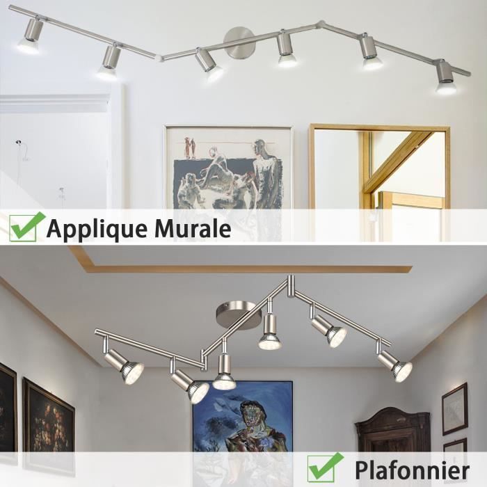 Kimjo Luminaire Spot Plafond Orientable, 4 Plafonnier Led Spot