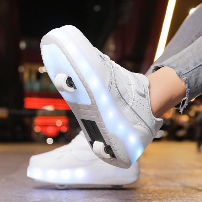 Baskets Enfants LED lumières - Mode - Automatique De Patinage - Blanc Blanc  - Cdiscount Chaussures