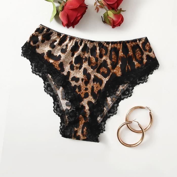 Lingerie Sexy Imprimé Léopard ROSVAJFY - Soutien-gorge Push-up + Culotte - Maille Transparente - Taille S-L