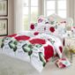 Wallpaper 4pcs Literie 3d Imprime Rouge Rose En Pleine Floraison Set Linge HD
