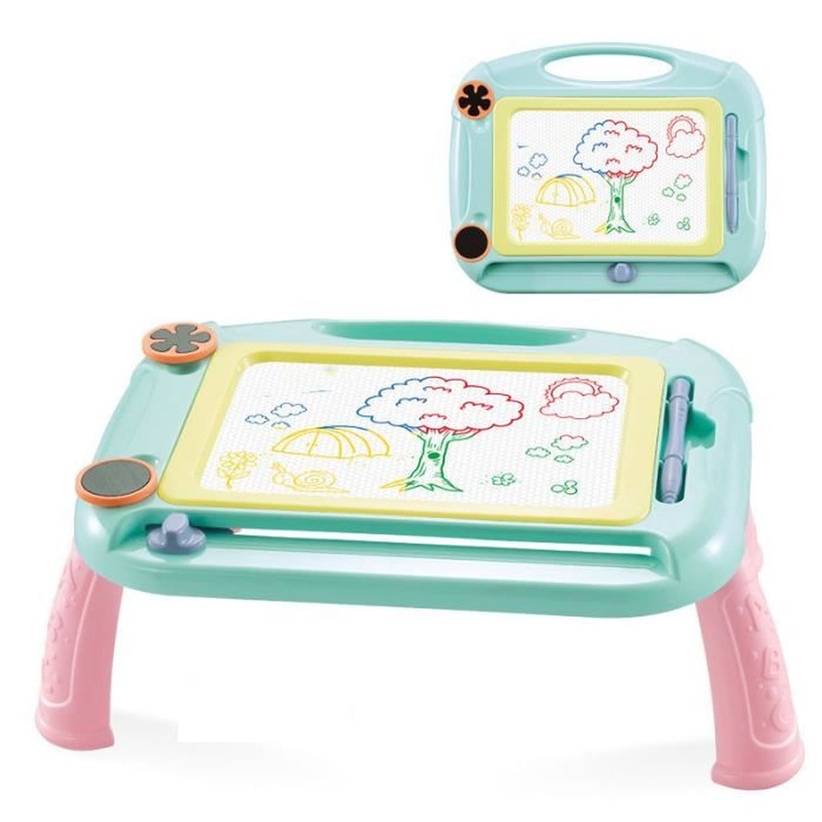 SOSINYA Ardoise Magique – Tableau Magnétique Effaçable, Jouet Éducatif Dès 2 Ans, Avec 4 Tampons