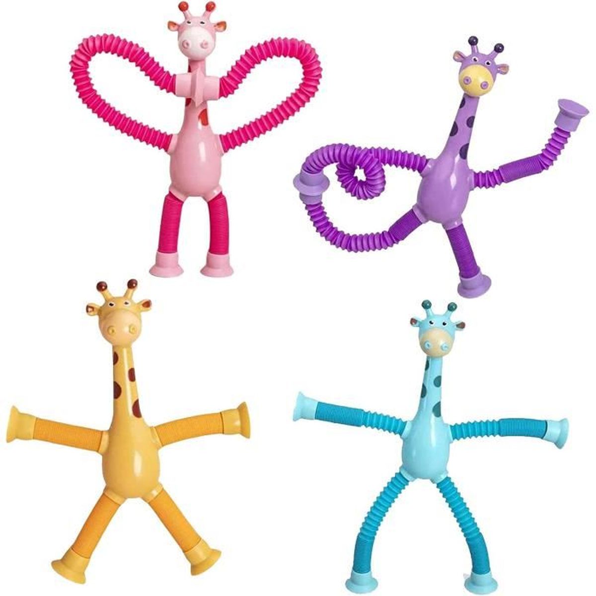 ECHOCUBE – 3 Jouets Rotatifs à Ventouse + Pieuvre – Silicone ABS – éducatif Sensoriel – Bain, Vitre, Carrelage