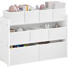 EUGAD Étagère de Rangement Enfant, Meuble Rangement Jouet, 9 Boîtes Amovible en Tissu Non-tissé, 92x30x60/68cm, Blanc E0EG0065