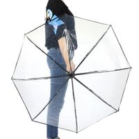 ZJCHAO Parapluie de pluie Parapluie Pluie Transparent Pliant Portable Mode à Trois Volets pour Femmes