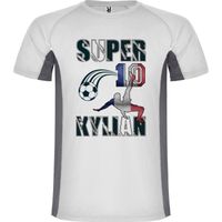 T-shirt enfant bicolore football 'Super Kylian' - Gris et blanc - Manches courtes - Football