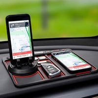 A -Tapis de tableau de bord de voiture antidérapant multifonctionnel, avec support de téléphone et disque numérique