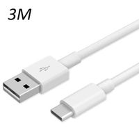 Cable Blanc Type USB-C 3M pour Samsung galaxy A12 - A20 - A20s - A20e - A21S - A30 - A31 [Toproduits®]