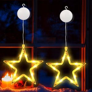 Guirlande Lumineuse étoiles Pour Fenêtre - 10 LED, Minuterie, Ventouses