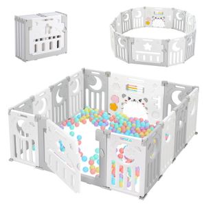 TRMLBE Parc Bébé Pliable XXL Modulable Petit Parc pour Bébé Clôture pour  Bébé en Plastique avec Porte et Planche à Jouets Parc Centre d'activités  pour Enfants Intérieur et Extérieur (14 Panneaux) 