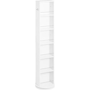COLONNE - ARMOIRE SDB Meuble colonne de salle de bain pivotant avec miroir - 6 étagères - 36L x 36l x 171H cm - blanc