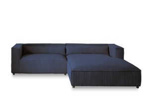CANAPE CONVERTIBLE Canapé d'angle droit 4 places en velours côtelé bleu nuit - style contemporain