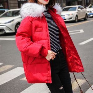 doudoune rouge fourrure