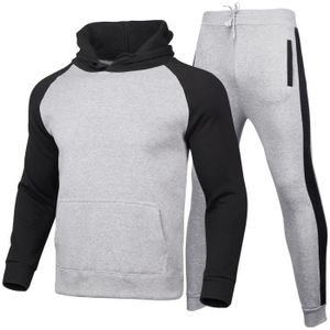 SURVÊTEMENT Ensemble de survêtement de jogging pour hommes Ensemble de sweat à capuche de sport Veste deux pièces avec capuche et poches Noir