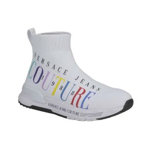 BASKET Basket Versace Jeans Couture dame Dynamic Dis.20 blanche montante en textile avec impression logo multicolore.-37