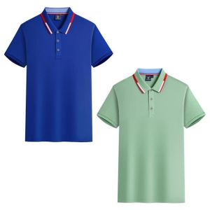POLO Lot de 2 Polo Homme Ete Manches Courtes T-Shirt Elegant Couleur Unie Top Respirant Tissu Confortable - Bleu fonce/vert clair