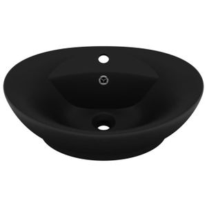 LAVABO - VASQUE Lavabo ovale de luxe à trop-plein Noir mat 58,5x39