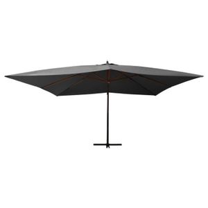 PARASOL TIP - Parasols | voiles d'ombrage - Parasol en porte-à-faux avec mât en bois 400x300 cm Anthracite - HAUTE QUALITE - DX1118