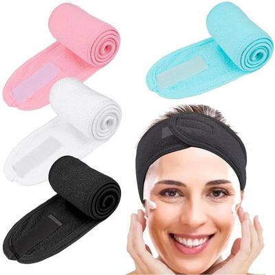 Bandeau Cosmétique Réglable En éponge Et Coton - Noir - Pour Maquillage, Soins Du Visage, Spa