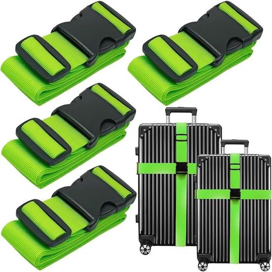 4 Sangles De Bagage Réglables Avec Étiquettes - Gentpovth Pour Voyage En Avion, Sécurité Valise