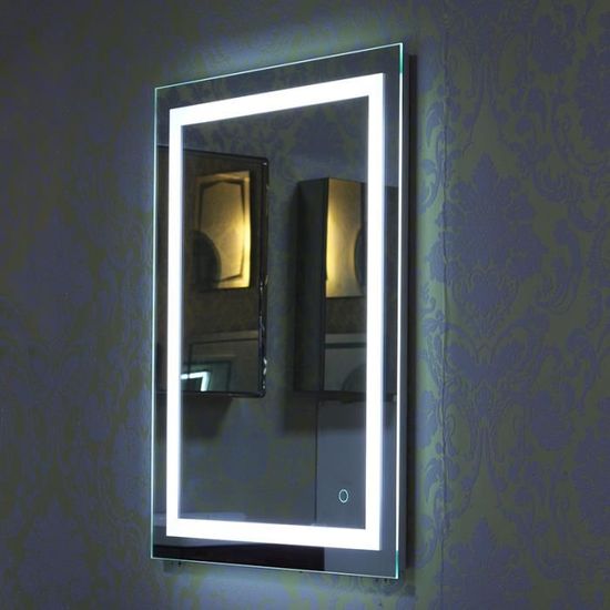 Miroir Mural Meuble LED Salle de Bain interrupteur tactile 60x80cm