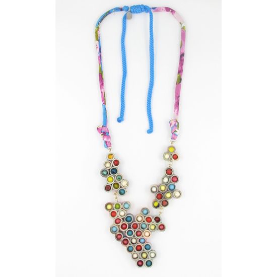 Collier Long Multicolore Vintage En Pierres Naturelles - Fait Main, Occasion
