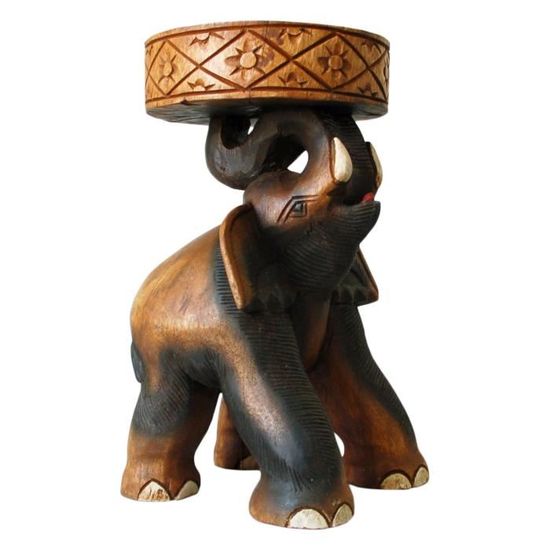 Table d'appoint birmane à pieds éléphants sculptés meubles d'antiquités