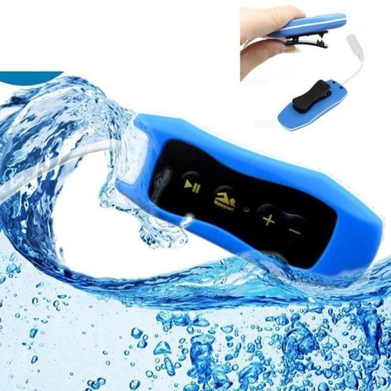 Lecteur MP3 étanche IPX8 pour natation et sport - Bleu - 8 Go