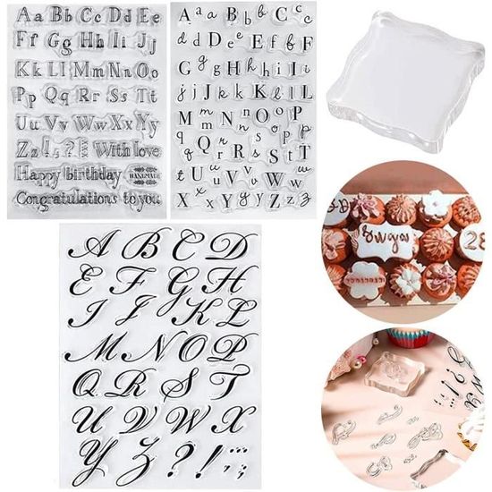 Outils de tampon de gâteau à l'alphabet, timbres fondants de