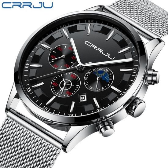 Montre Homme Classique à Quartz - Cadran Rond Brillant Dans Le Noir, Bracelet Acier Inoxydable, étanche 50 M - 3