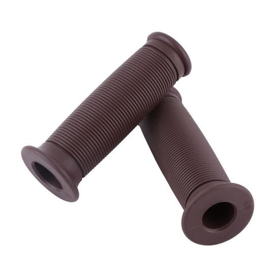 Poignées De Guidon Moto Caoutchouc Universelles - Noir/marron - Style Rétro/vintage