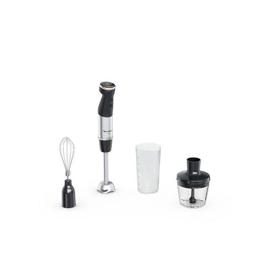 Moulinex Quickchef+ Stabmixer – 1000 W, Powelix-Klingen, Leiser Modus, 20 Geschwindigkeiten, Mit Zerkleinerer