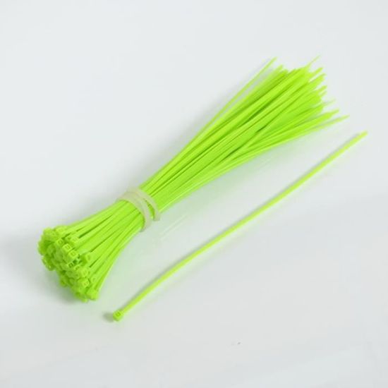 Lot De 100 Colliers De Serrage (Rilsan) Nylon Vert Fluo 2.5x200 Mm - Marque P2R - Neuf